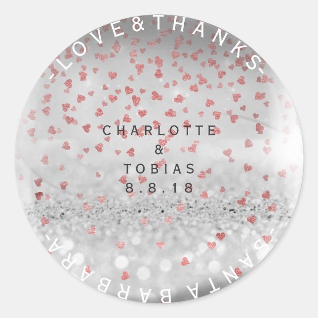 Adesivo Obrigados de Casamento Rosa Rosa Rosa, Prata do Co (Frente)
