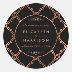 Adesivo Obrigados de Casamento Vintage Geométrica Art Deco
