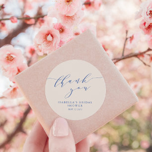 Adesivo Obrigados de Chá de panela azul de marfim clássico