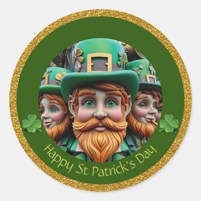 Adesivo Obrigados de Dia de São Patrício Leprechaun Miniat (Frente)