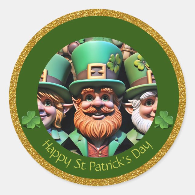 Adesivo Obrigados de Dia de São Patrício Leprechaun Miniat (Frente)
