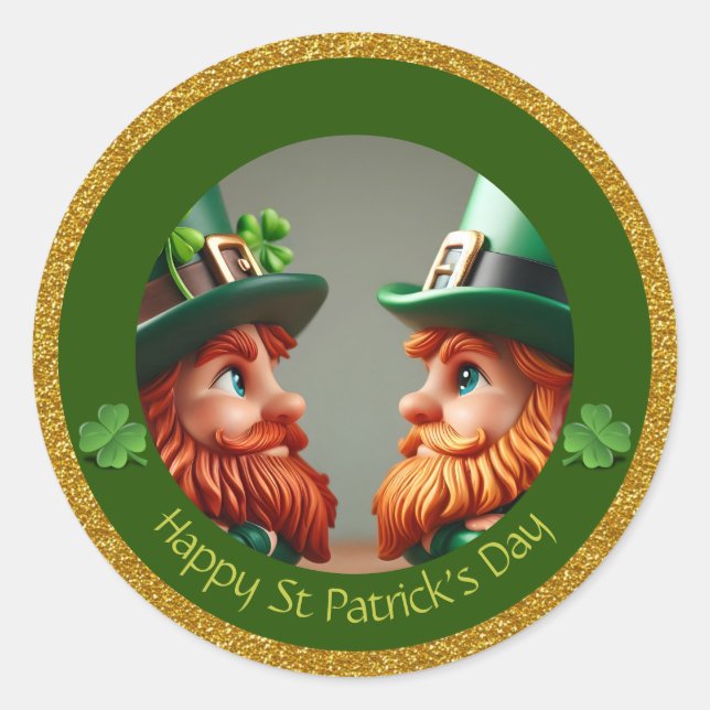 Adesivo Obrigados de Dia de São Patrício Miniatura Leprech (Frente)