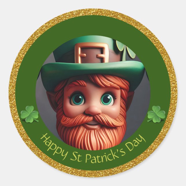 Adesivo Obrigados de Dia de São Patrício Miniatura Leprech (Frente)