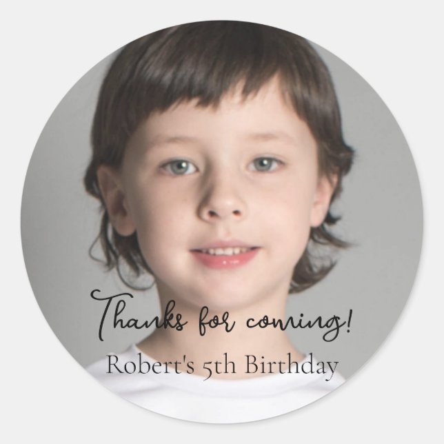 Adesivo Obrigados de Festa de aniversário de fotos para cr (Frente)