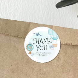 Adesivo Obrigados de primeiro aniversario Azul Aventura de