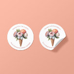Adesivo Obrigados do Sorvete Elegante Rustic Boho<br><div class="desc">Chá de panela de Sorvete de Boho Moderno, Russo e Elegante Obrigado Stickers mostrando seus detalhes personalizados em volta de um incrível cone de waffle de sorvete floral com peônias, suculentos e flores desérticas! Perfeito para o seu caso elegante ou vintage. Entre em contato conosco em cedarandstring@gmail.com se precisar de...</div>