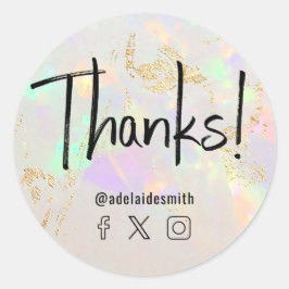 Adesivo obrigados faux hológrafo branco opal