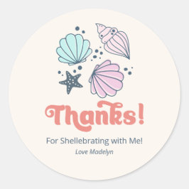 Adesivo Obrigados mínimos de Seashell Aniversário Obrigado