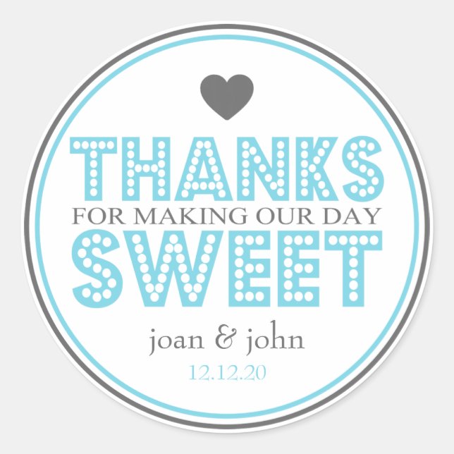 Adesivo Obrigados Para O Fazer Nosso Docinho Do Dia (Azul  (Frente)