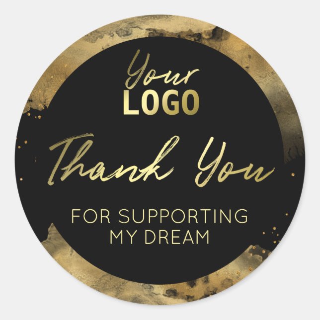 Adesivo Obrigados Para Suporte A Tinta Dourada Moderna (Frente)