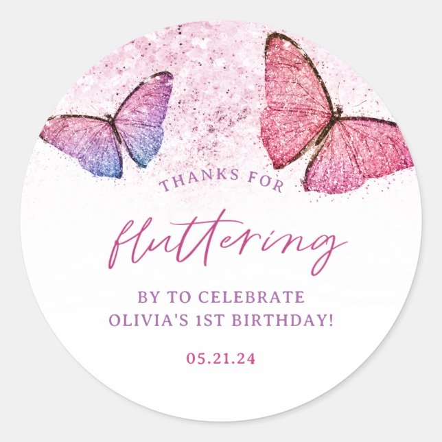 Adesivo Obrigados Por Flutuação Por Borboleta Obrigado (Frente)