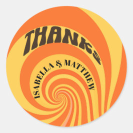 Adesivo Obrigados Retro 70s Casamento Amarelo Laranja