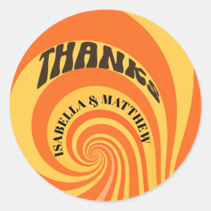 Adesivo Obrigados Retro 70s Casamento Amarelo Laranja