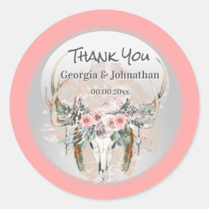 Adesivo Obrigados rosa boho-roxos-roxos