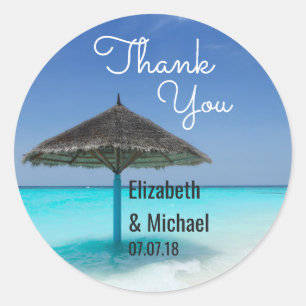 Adesivo Obrigados tropicais cénicos do casamento de praia