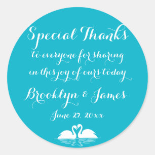 Adesivo Obrigados Vinhetas Brancas Azuis De Casamento Com 