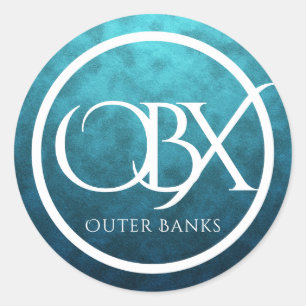 Adesivo OBX Outer Banks NC em Blue Water Background Beach