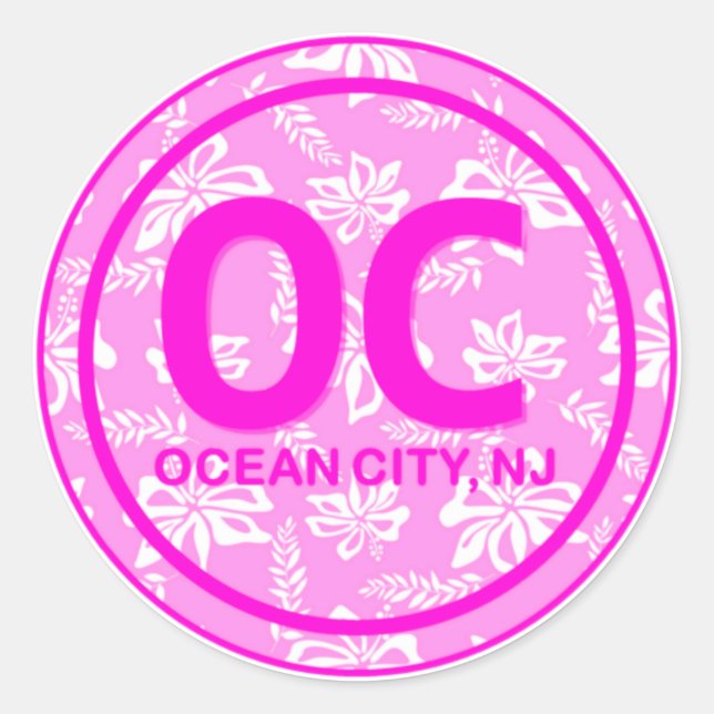 Adesivo OC Ocean City NJ New Jersey Pink Beach Flower (Frente)