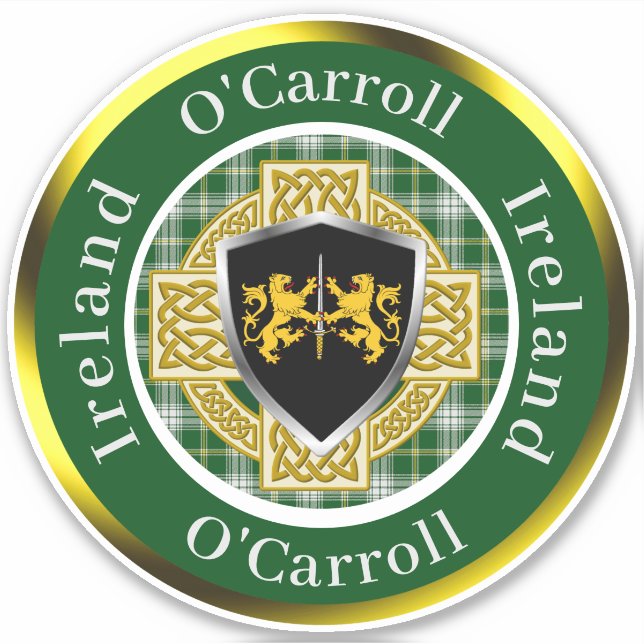 Adesivo O'Carroll Irish Shield/Celtic Cross Personalizado (Frente)