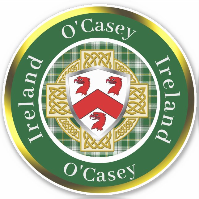 Adesivo O'Casey Irish Shield/Celtic Cross Personalizado (Frente)