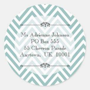 Adesivo Ocean Blue Chevron Modern Name Endereço de Devoluç