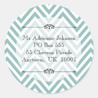 Adesivo Ocean Blue Chevron Modern Name Endereço de Devoluç