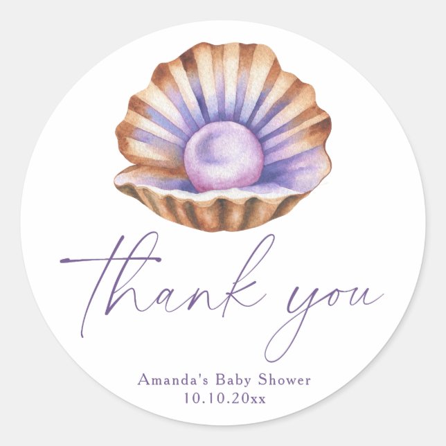 Adesivo Ocean Little Pearl Baby Shower Thank you (Frente)