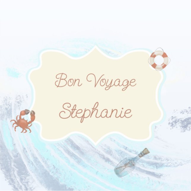 Adesivo Ocean Theme Bon Voyage Personalized with Name (Frente)