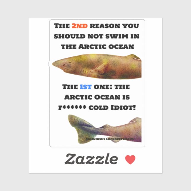 Adesivo Oceano Ártico Perigoso - Tubarão-Gronelândia (Folha)