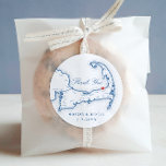 Adesivo Oceano Edge Cabo Cod Map Obrigado Favor De Casamen<br><div class="desc">Estes selos de autocolantes do mapa do Brewster MÃE são perfeitos para embalagens de biscoitos de casamento,  para bolsas,  envelopes ou presentes de boas-vindas para o casamento do Ocean Edge Resort em Cape Cod. Mova o coração clicando em "Editar usando a ferramenta design" em "Personalizar".</div>