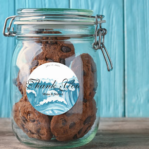 Adesivo oceano ondas obrigado de casamento