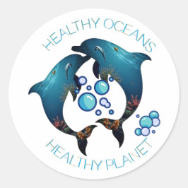 Adesivo Oceanos saudáveis golfinhos arte ambiental