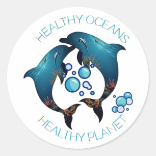 Adesivo Oceanos saudáveis golfinhos arte ambiental