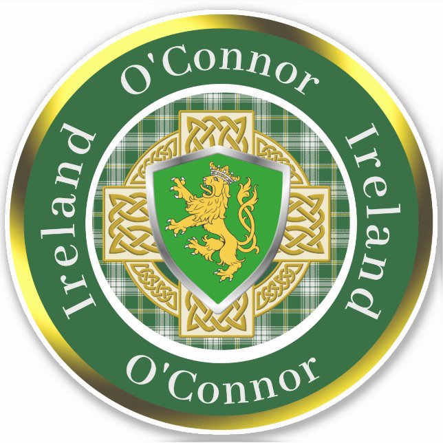 Adesivo O'Connor Irish Shield/Celtic Cross Personalizado (Frente)