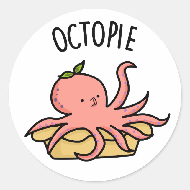 Adesivo Octo-pie Engraçado Octopus Pie Pun (Frente)