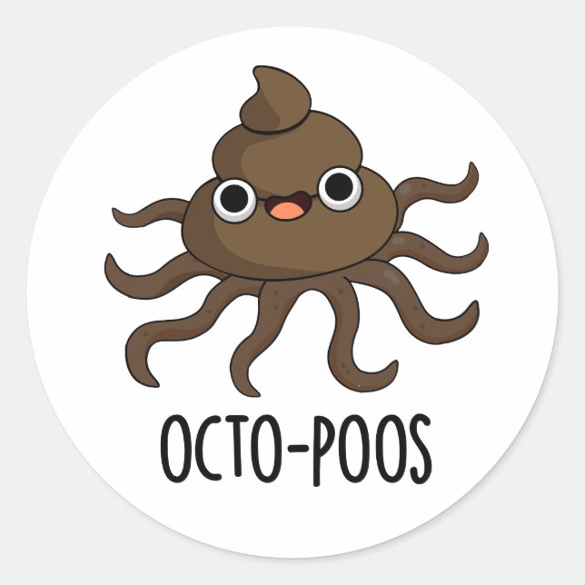Adesivo Octo-poos Engraçado Octopus Pun (Frente)