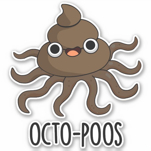 Adesivo Octo-poos Engraçado Octopus Pun (Frente)