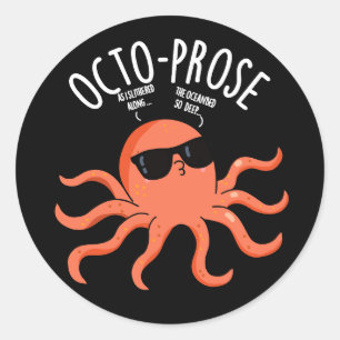 Adesivo Octo-prose Engraçado Octopus Pun Dark BG