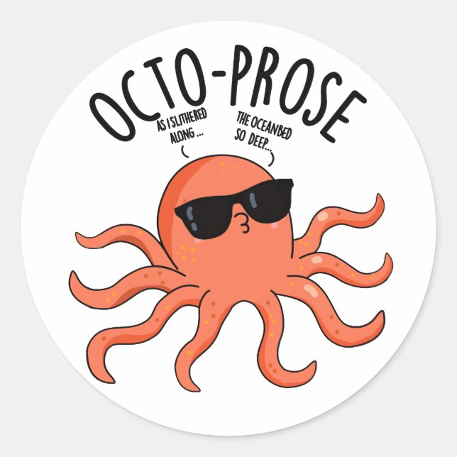 Adesivo Octo-prose Funny Octopus Pun (Frente)