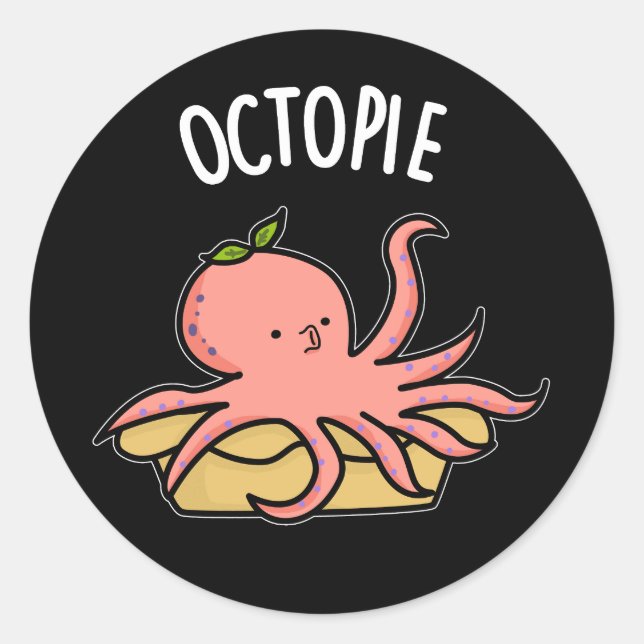 Adesivo Octo-tarte Engraçado Octopus Pie Pun Dark BG (Frente)