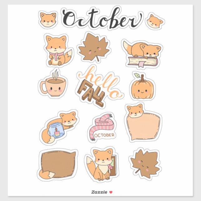 Adesivo October Sticker Sheet - Forest Foxes & Fall Magic (Folha)