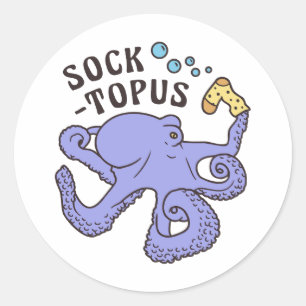 Adesivo Octopus Azul Socktopus Com Memória Engraçado