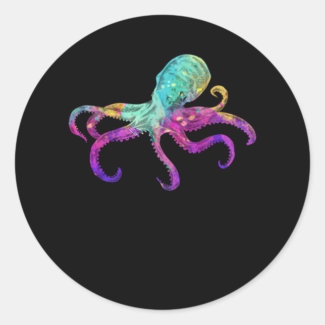 Adesivo Octopus Colorful Kraken Sea Animal Art (Frente)