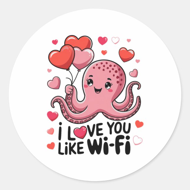Adesivo Octopus Com Bylloons Cardíacos Eu Amo Você Como Wi (Frente)