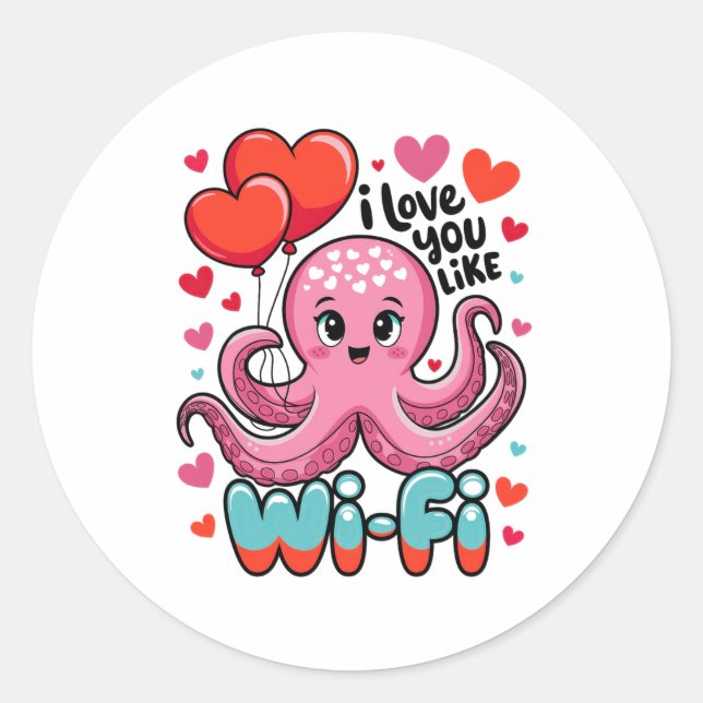 Adesivo Octopus Com Bylloons Cardíacos Eu Amo Você Como Wi (Frente)