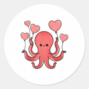 Adesivo Octopus com Dia de os namorados de balões cardíaco