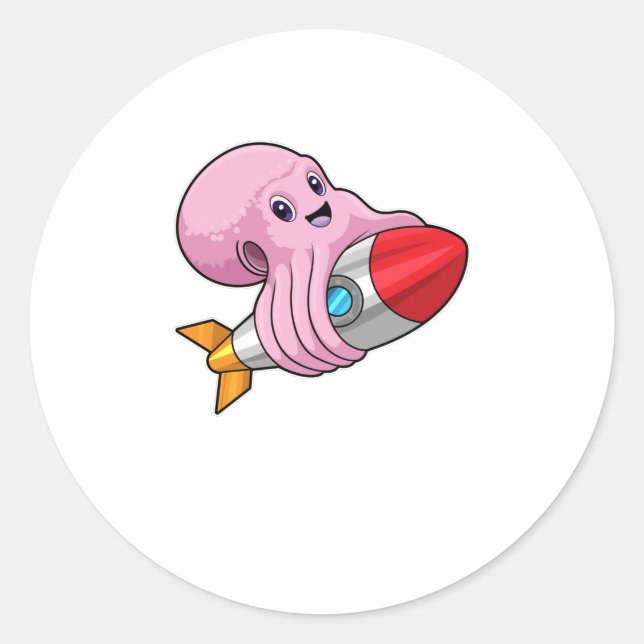 Adesivo Octopus com foguete (Frente)