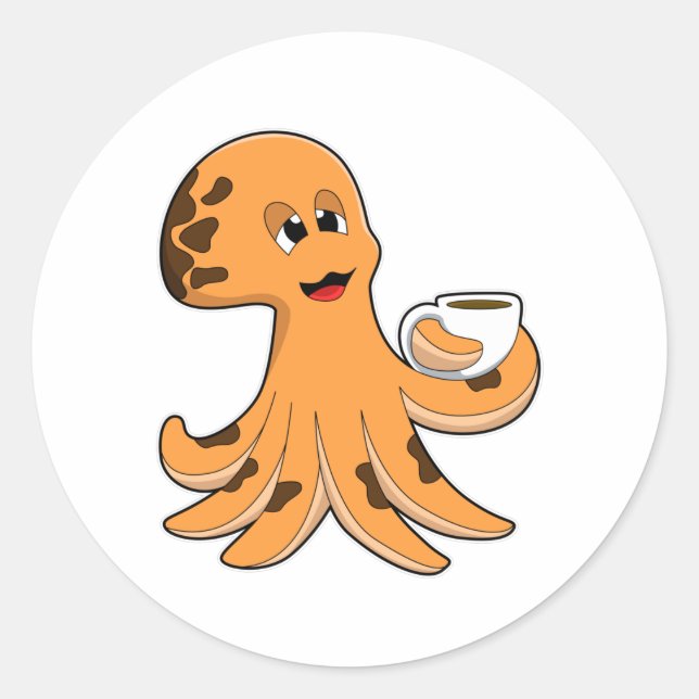 Adesivo Octopus com Taça de Café (Frente)