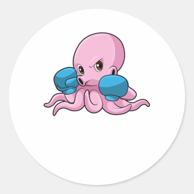Adesivo Octopus como Boxer com luvas in a box (Frente)