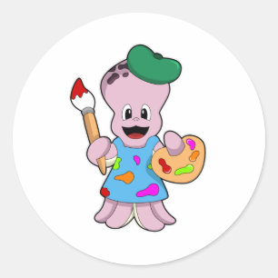 Adesivo Octopus como Pincel com Pincel de Tinta